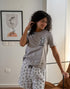 Women summer pajama set Grey Tee + Pandas shorts